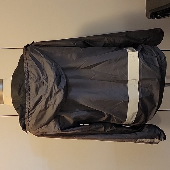 Grey Hooded Jacket with safety reflector straps in back & arms - Picture 2 of 4